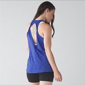 Lululemon Trapeze Twist Back Tank Top Heathered Blue 8 M
